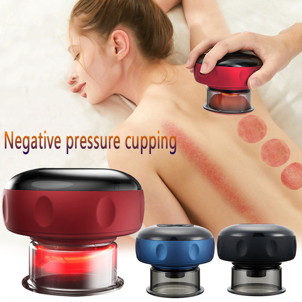 Electric vacuum cupping massager with heat and red light