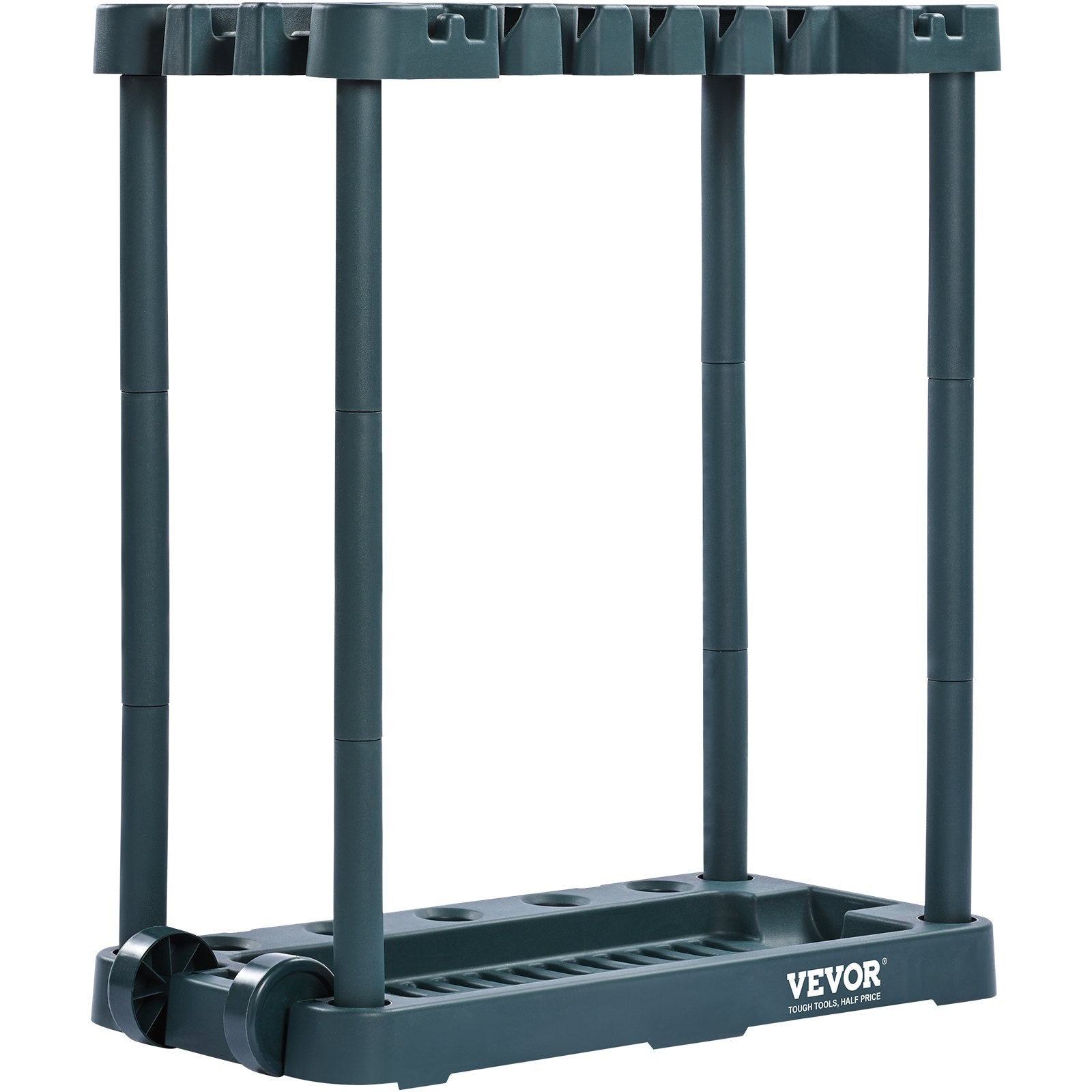 VEVOR 10-slot garden tool organizer rack with wheels