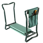 Foldable garden kneeler and seat with EVA cushion and tool pouch