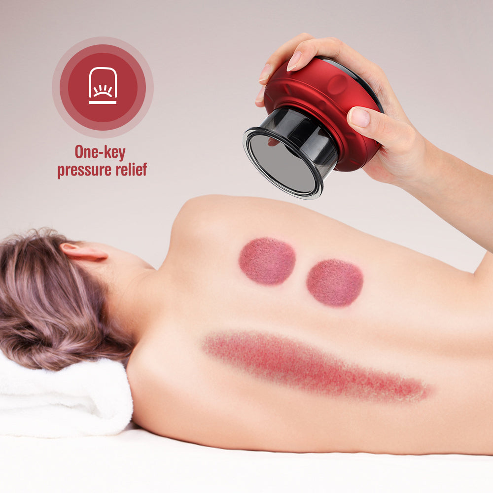 Electric vacuum cupping massager with heat and red light
