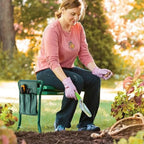 Foldable garden kneeler and seat with EVA cushion and tool pouch