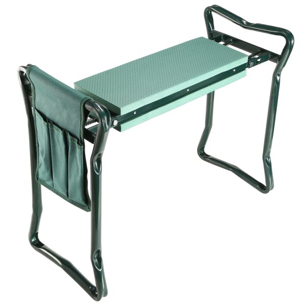 Foldable garden kneeler and seat with EVA cushion and tool pouch