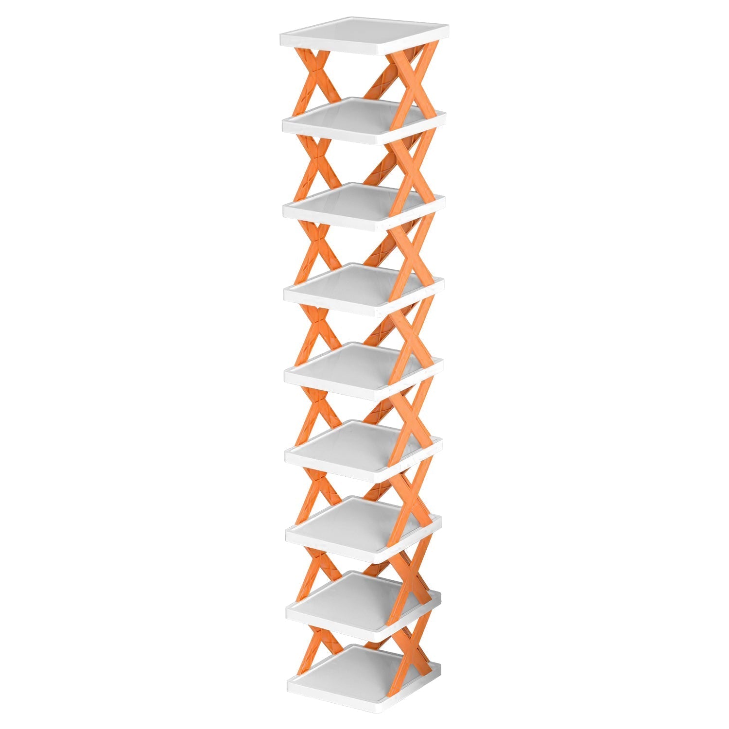 space-saving 9-tier shoe rack with a narrow footprint