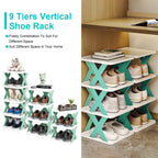 plastic vertical shoe storage rack with stacked tiers