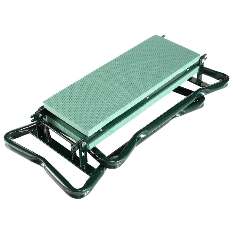 Foldable garden kneeler and seat with EVA cushion and tool pouch
