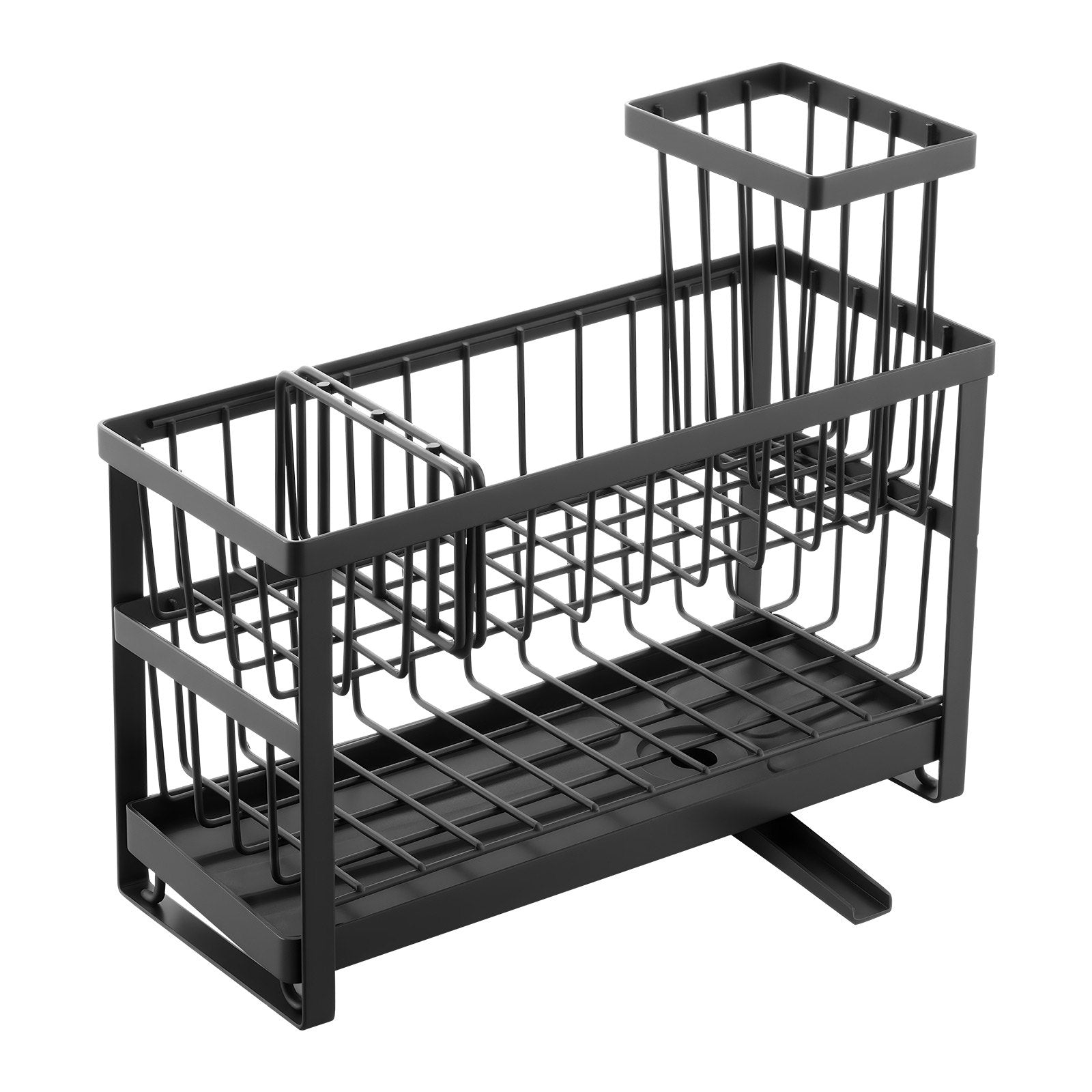 Kitchen sink caddy organizer with sponge holder and drip tray