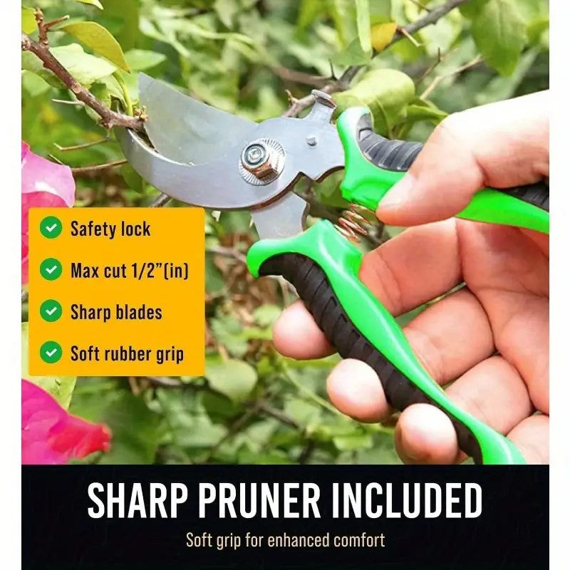 8-piece garden tools set with storage bag and gloves