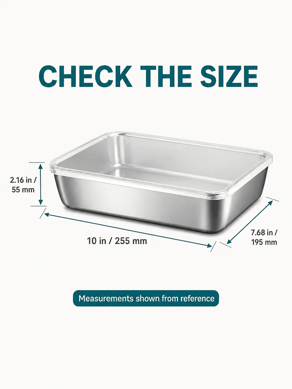 Wide single-compartment stainless steel food storage container