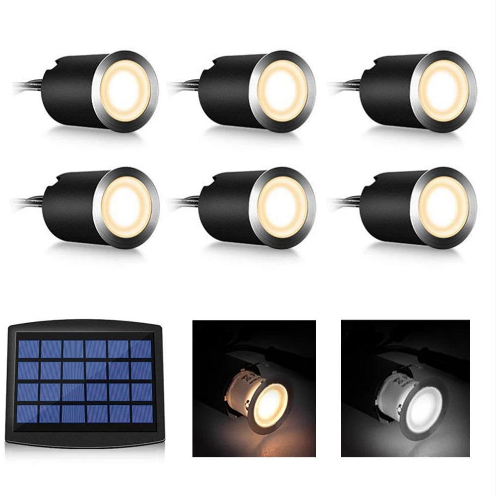 Solar recessed deck lights for outdoor stairs and pathways
