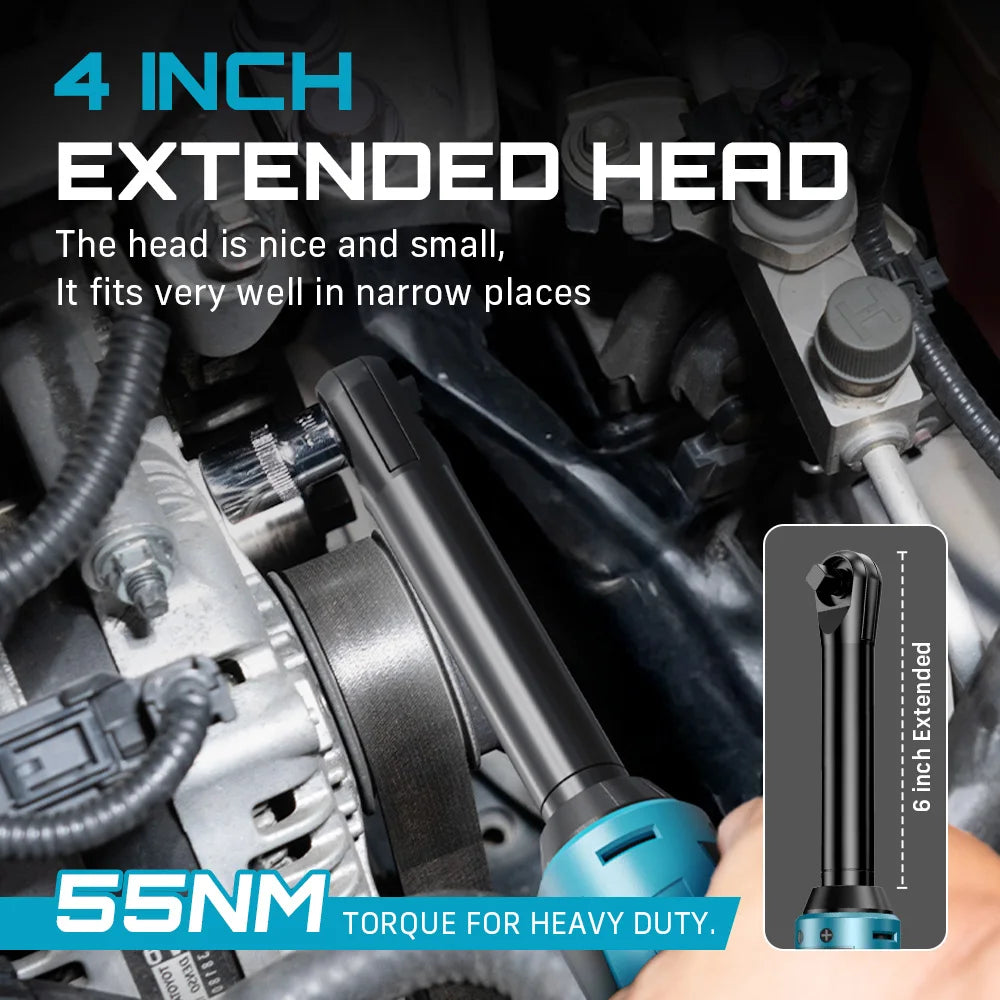 SeeSii 12V 3/8" Cordless Ratchet Wrench – 6" Extended Reach