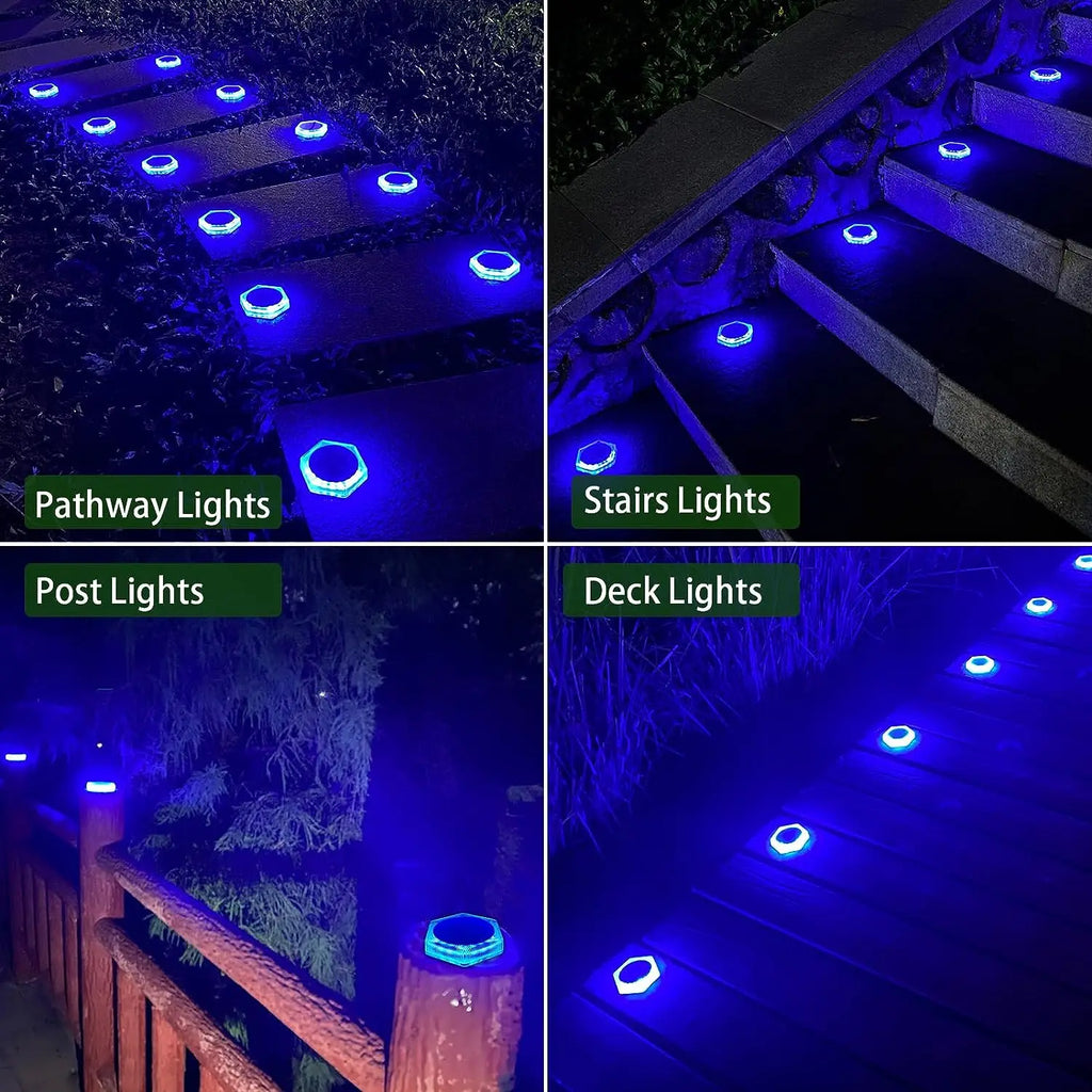 Solar deck step light for outdoor stairs, fences, railings, and pathways
