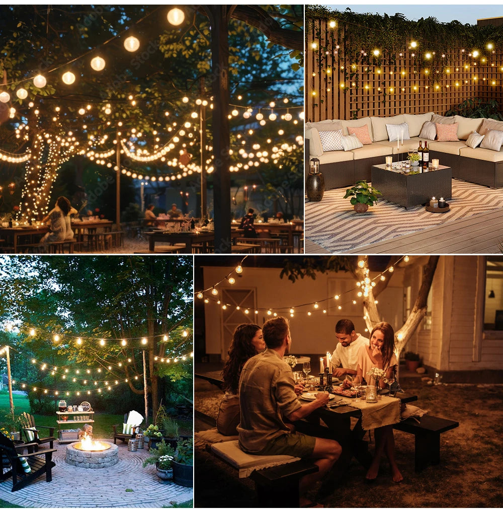 Solar G40 Outdoor String Lights with Remote Control