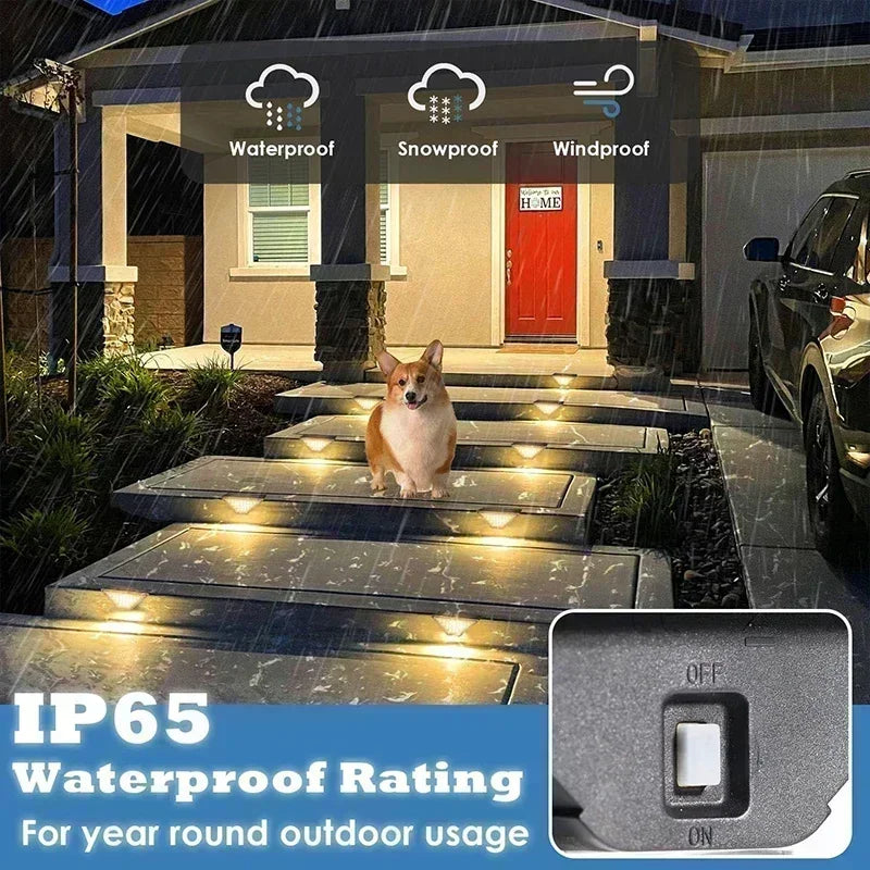 Solar outdoor step lights for stairs and walkways