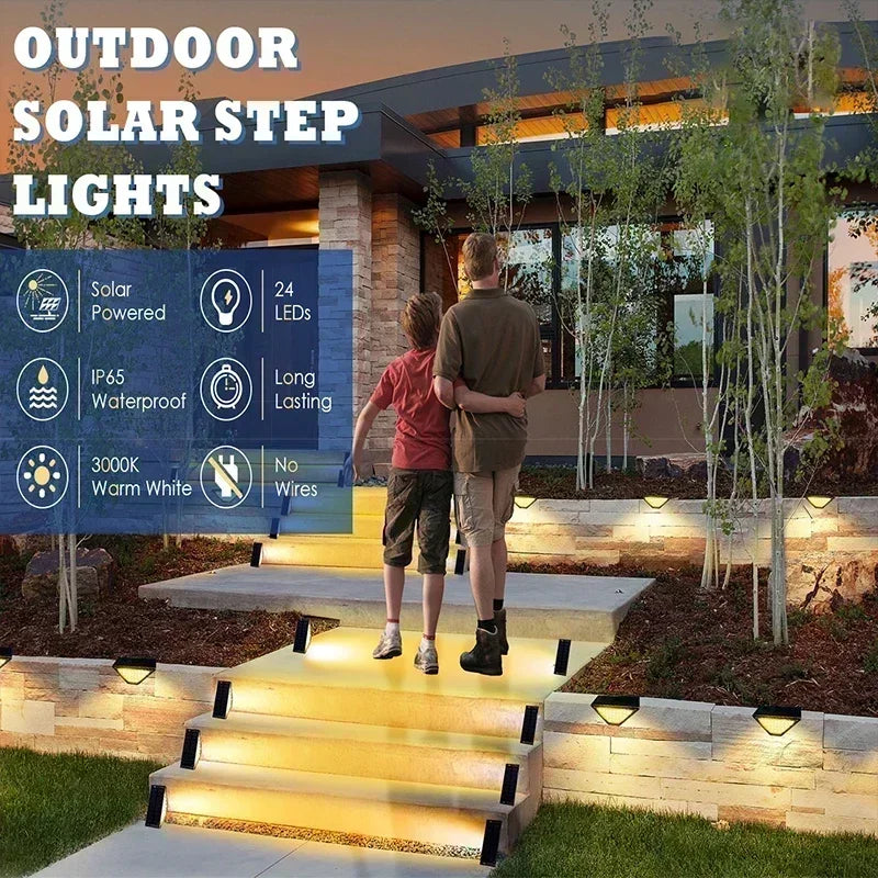 Solar outdoor step lights for stairs and walkways