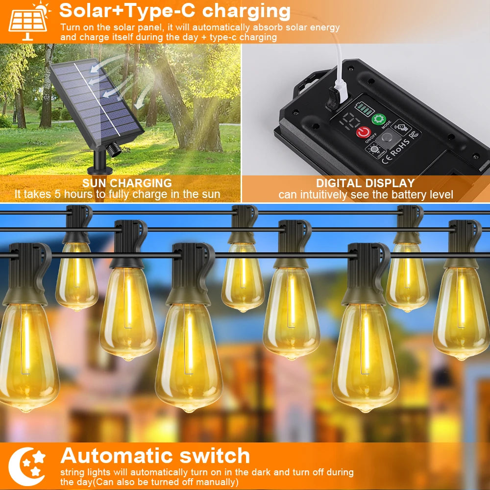 ST38 solar outdoor string lights