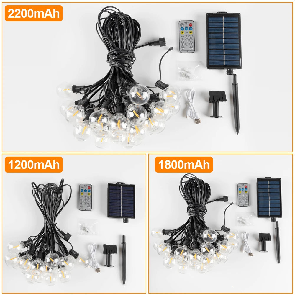 Solar G40 Outdoor String Lights with Remote Control