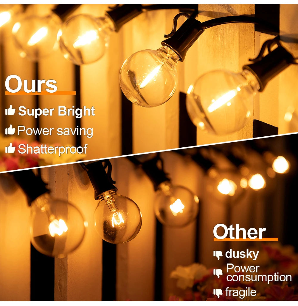 Solar G40 Outdoor String Lights with Remote Control