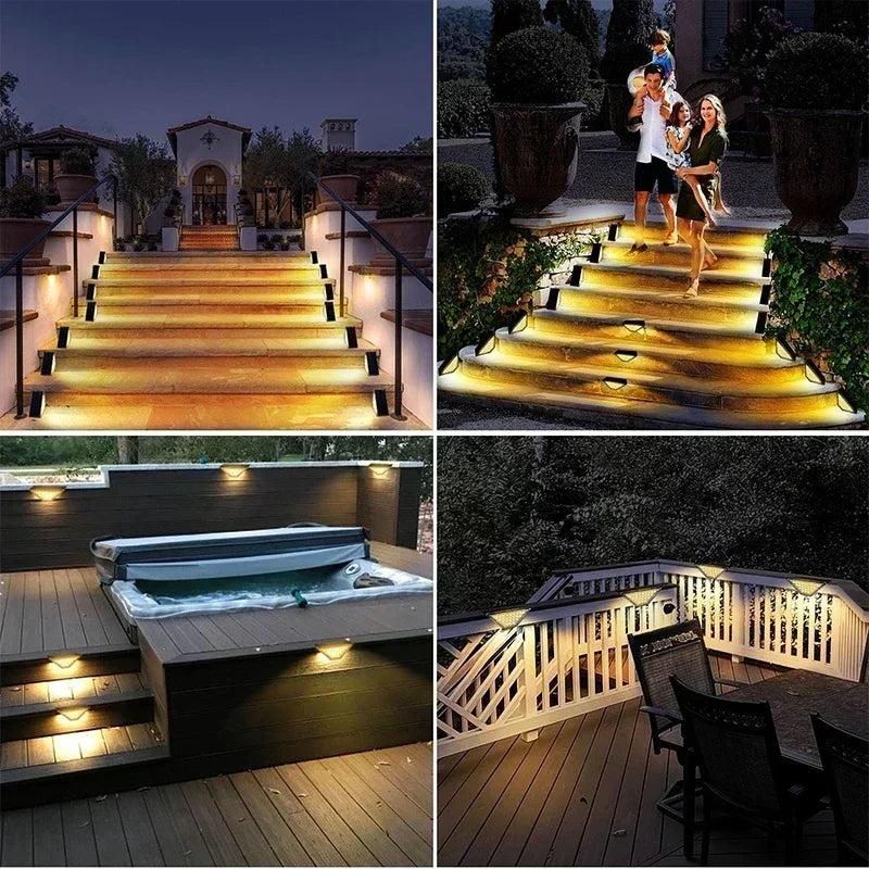 Solar outdoor step lights for stairs and walkways