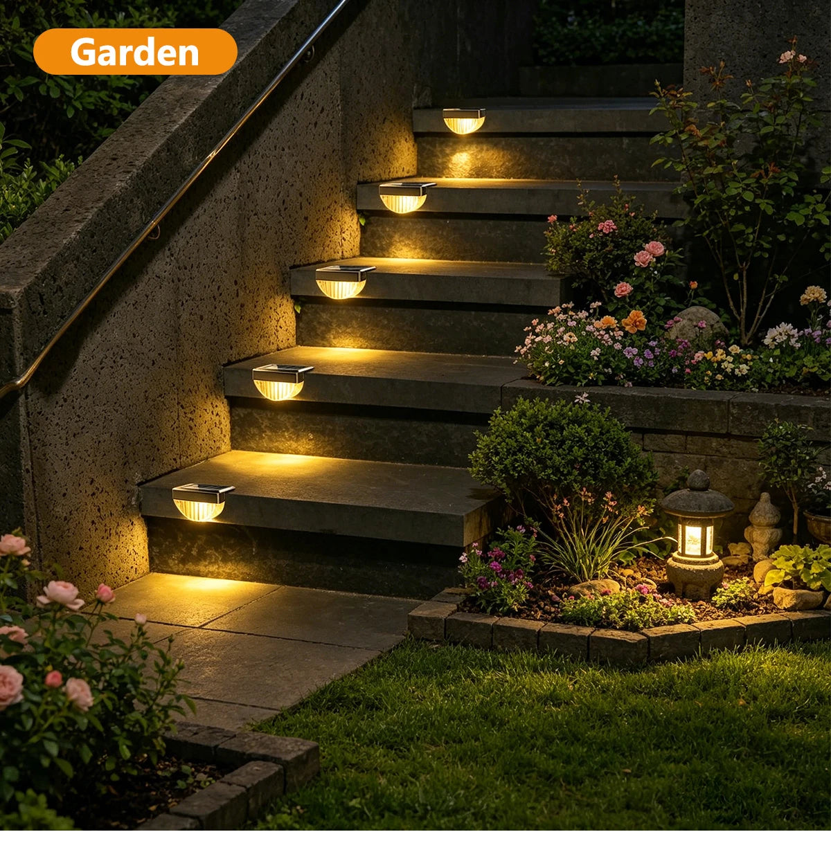 Solar Deck Lights Outdoor, 8 or 16 Pack Warm White Step Lights