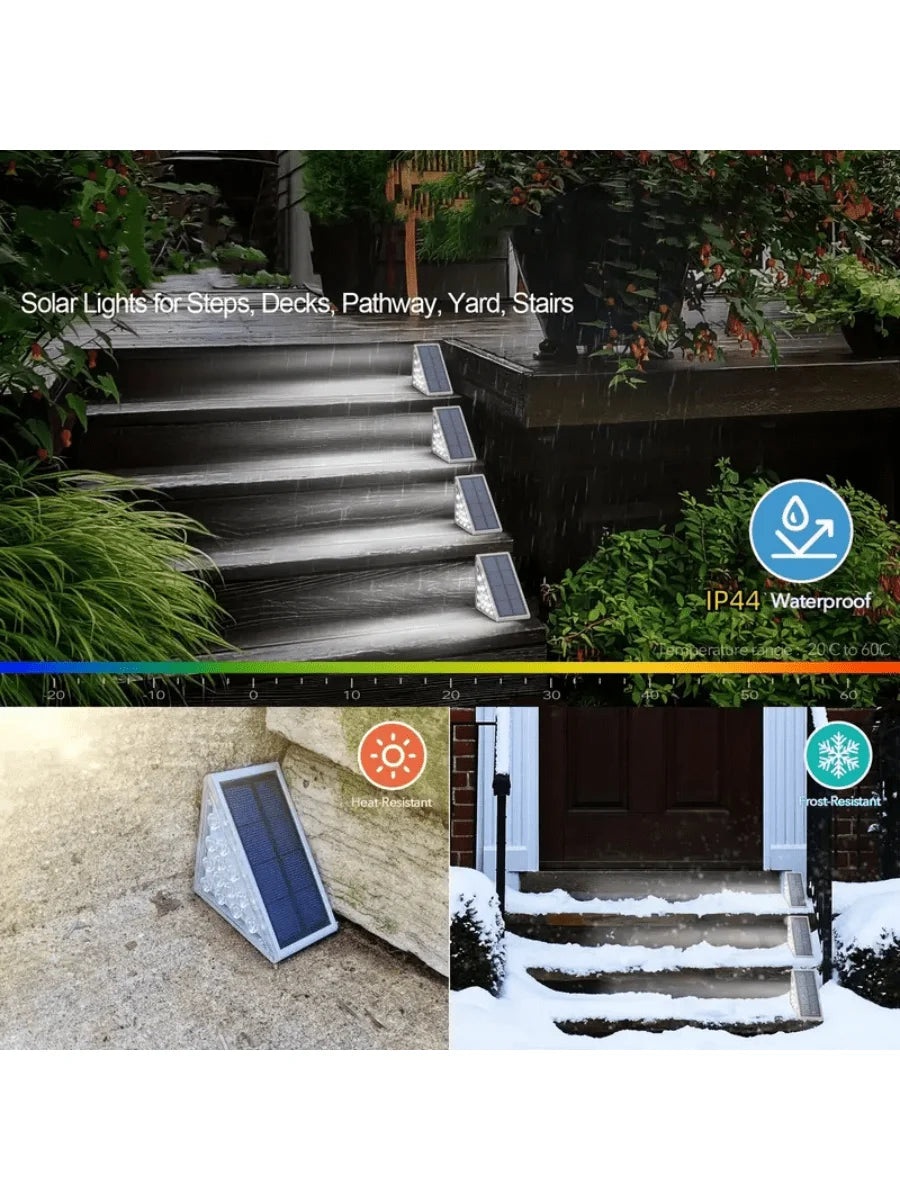 Solar triangular step lights for outdoor stairs and fences