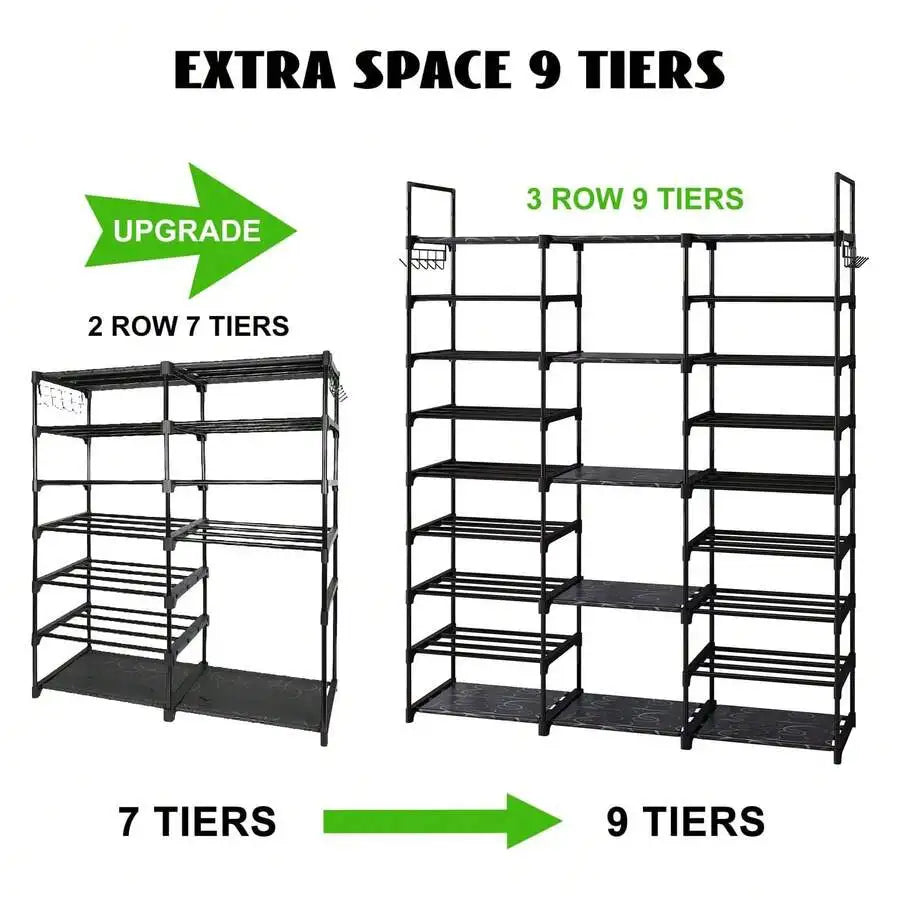 9-Tier Slim Kitchen Storage Rack with Hooks