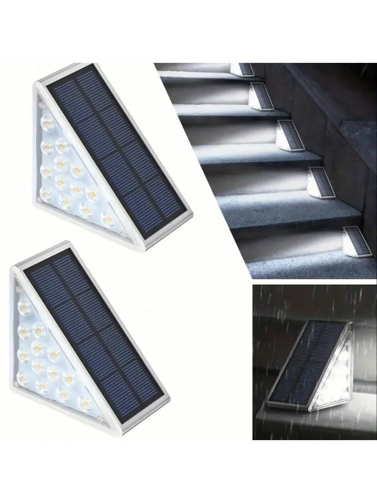 Solar triangular step lights for outdoor stairs and fences