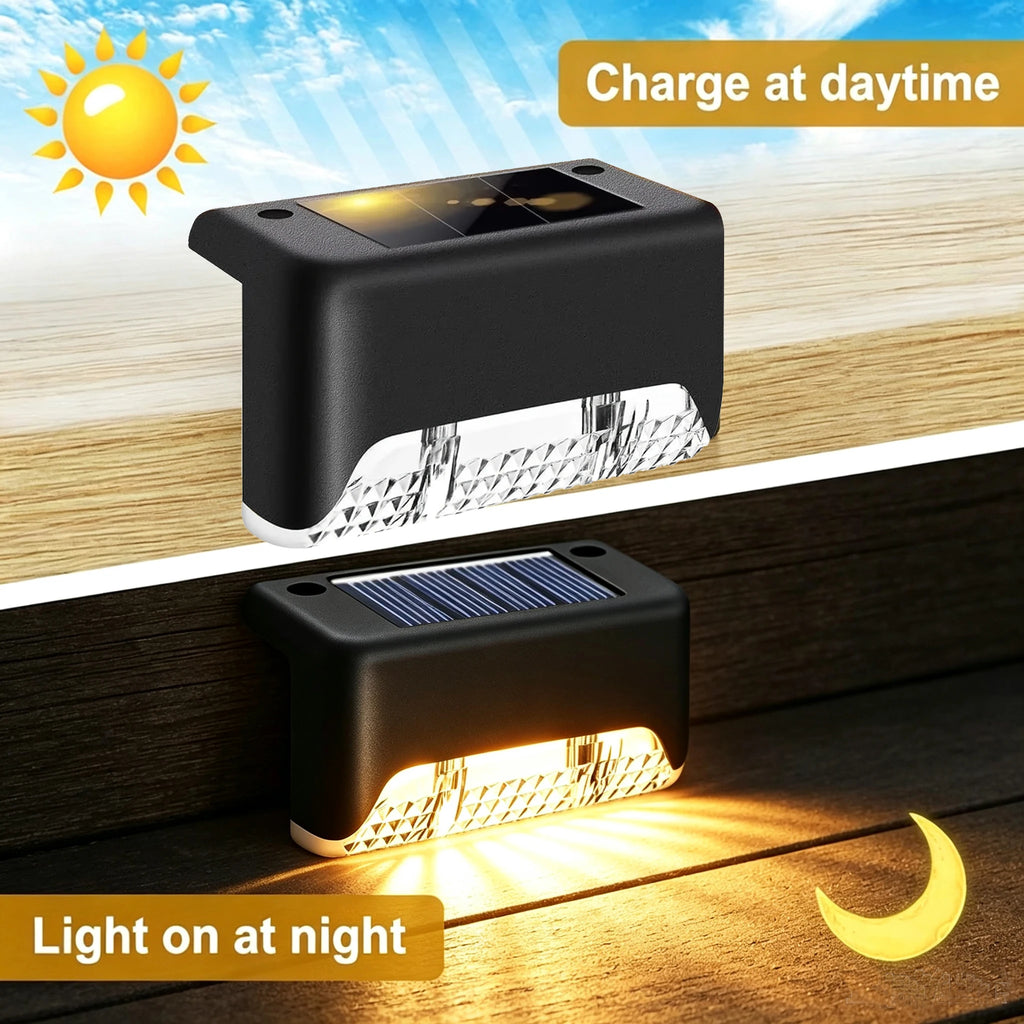 Solar step light outdoor deck and stair lighting, warm white LED, 12