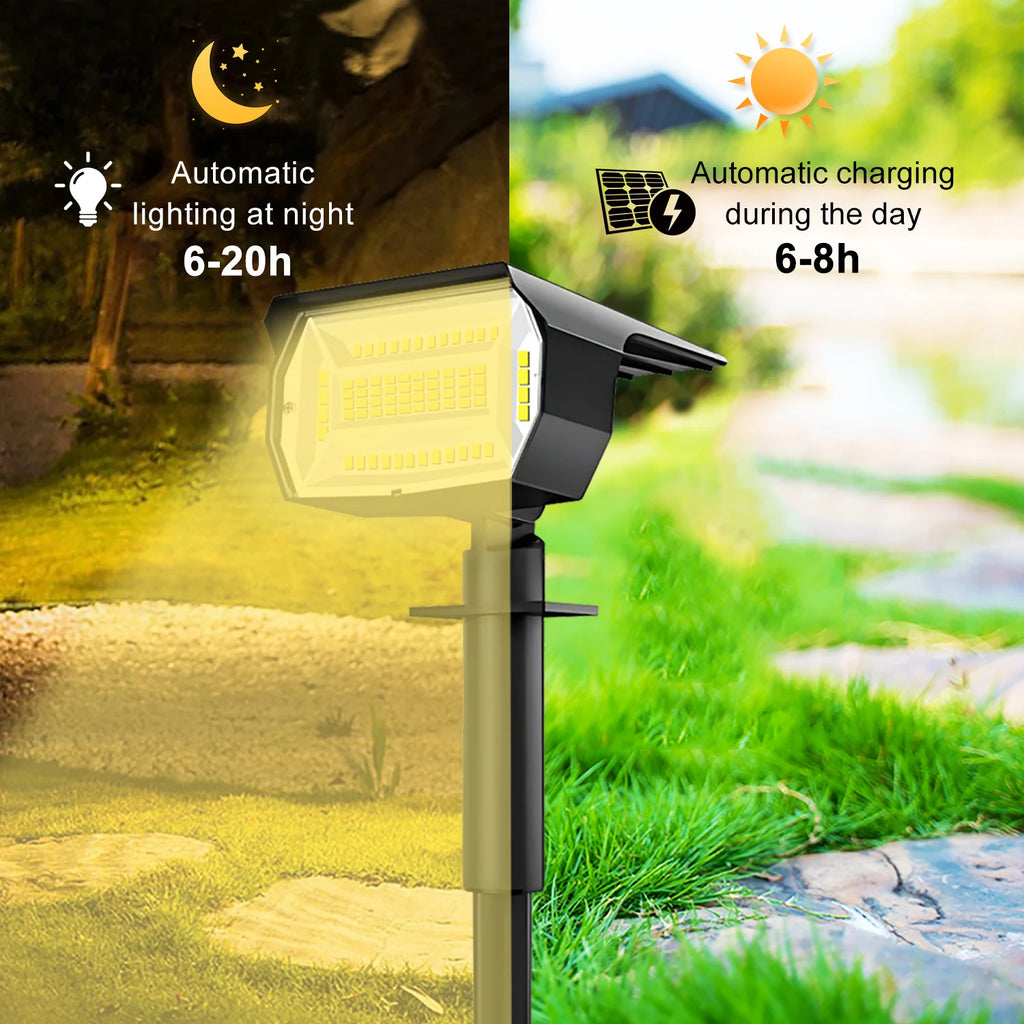 Solar garden spotlight for outdoor landscape and walkway lighting