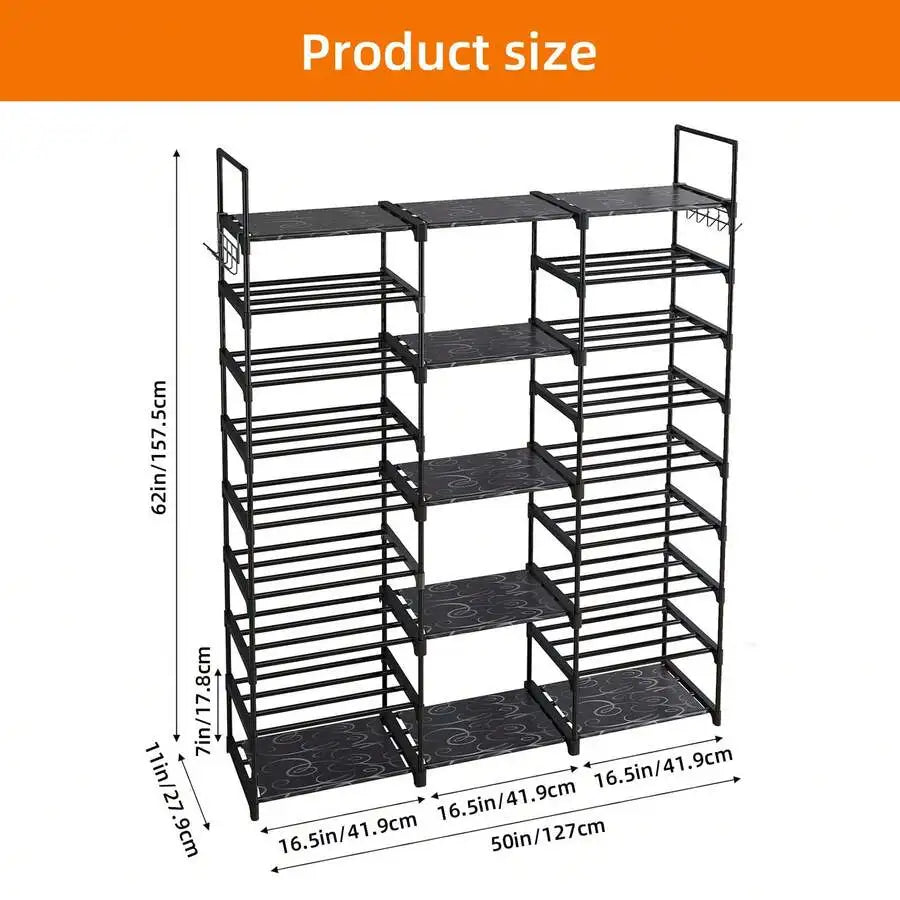 9-Tier Slim Kitchen Storage Rack with Hooks