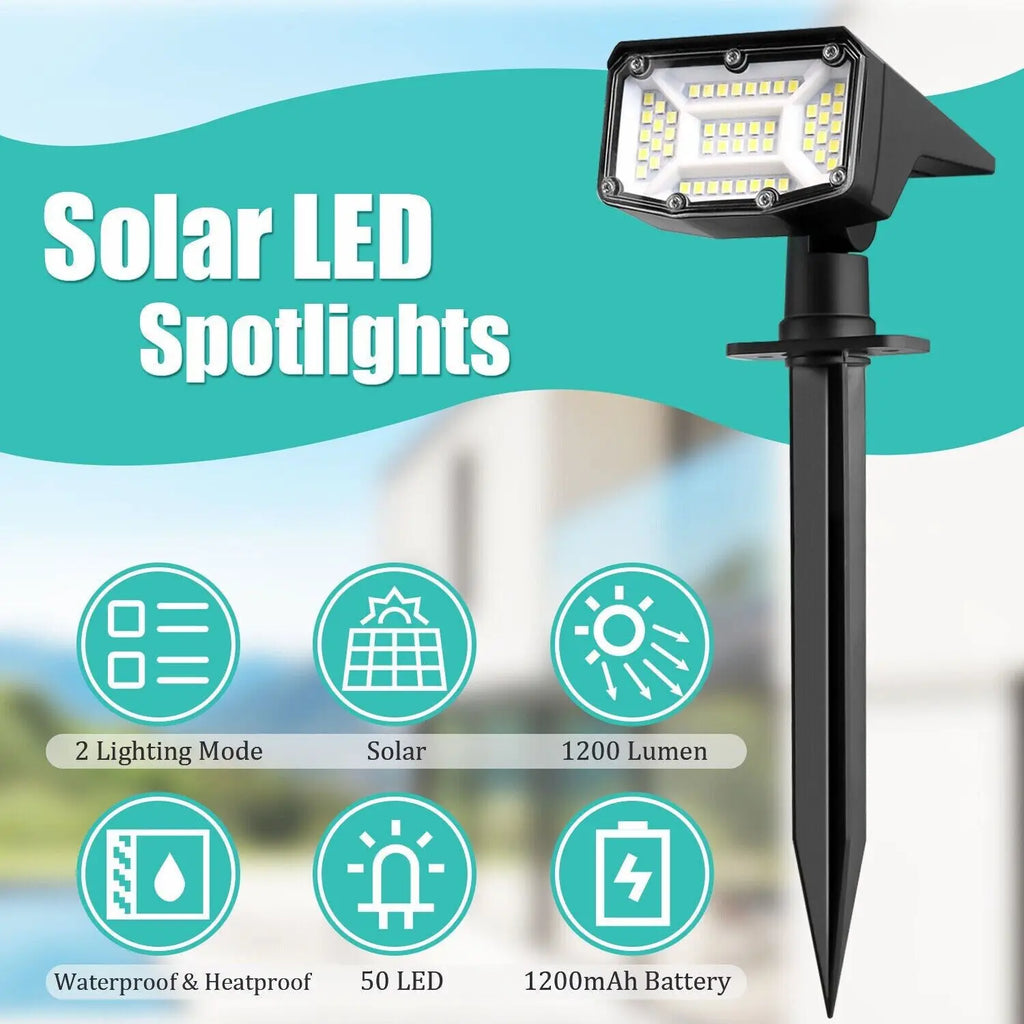 Solar garden spotlight for outdoor landscape and walkway lighting