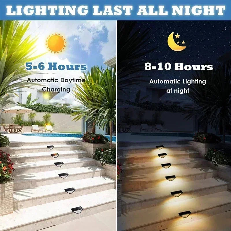 Solar outdoor step lights for stairs and walkways