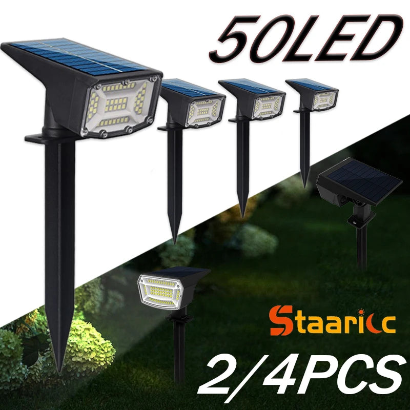 Solar garden spotlight for outdoor landscape and walkway lighting