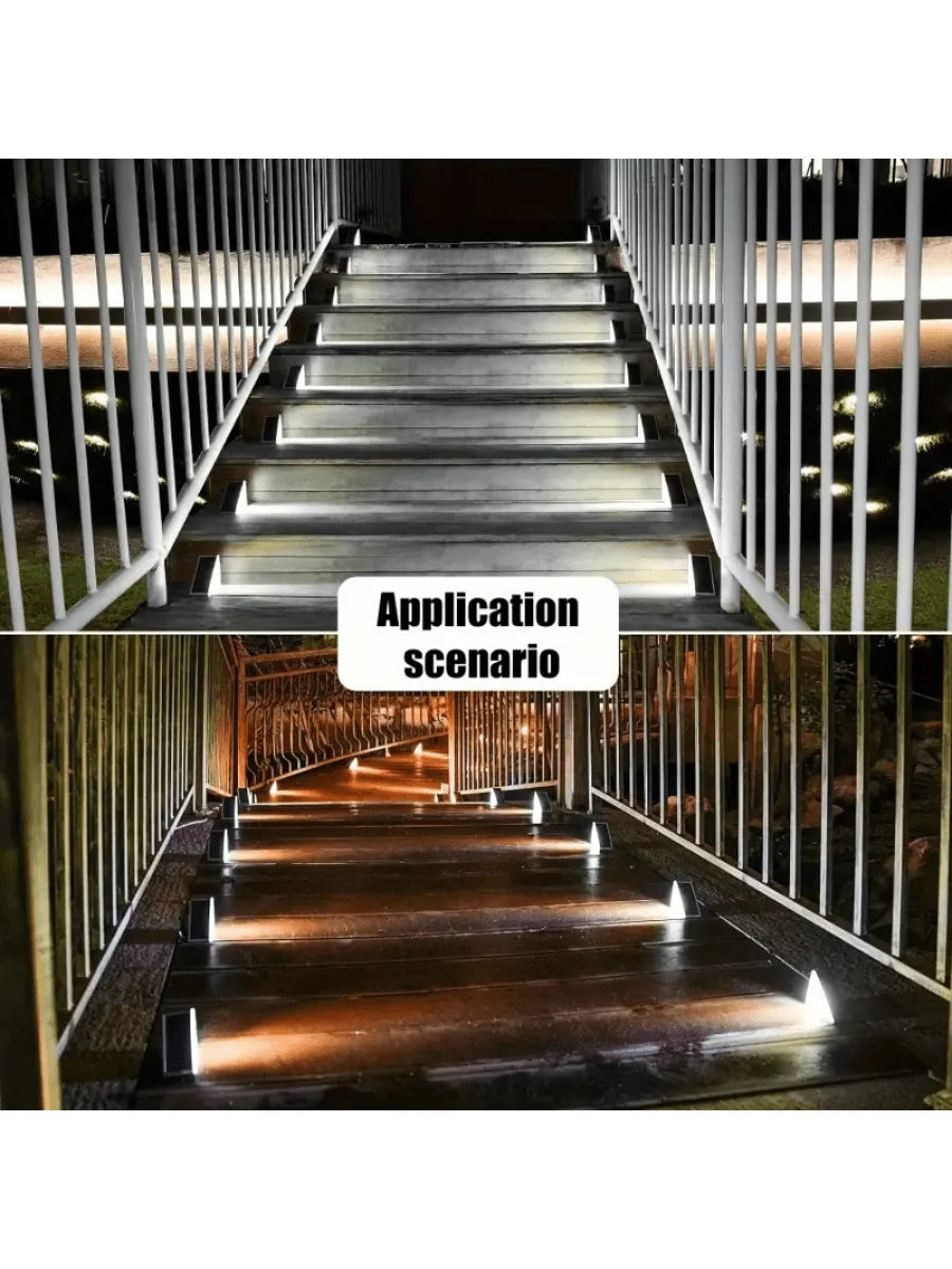 Solar triangular step lights for outdoor stairs and fences