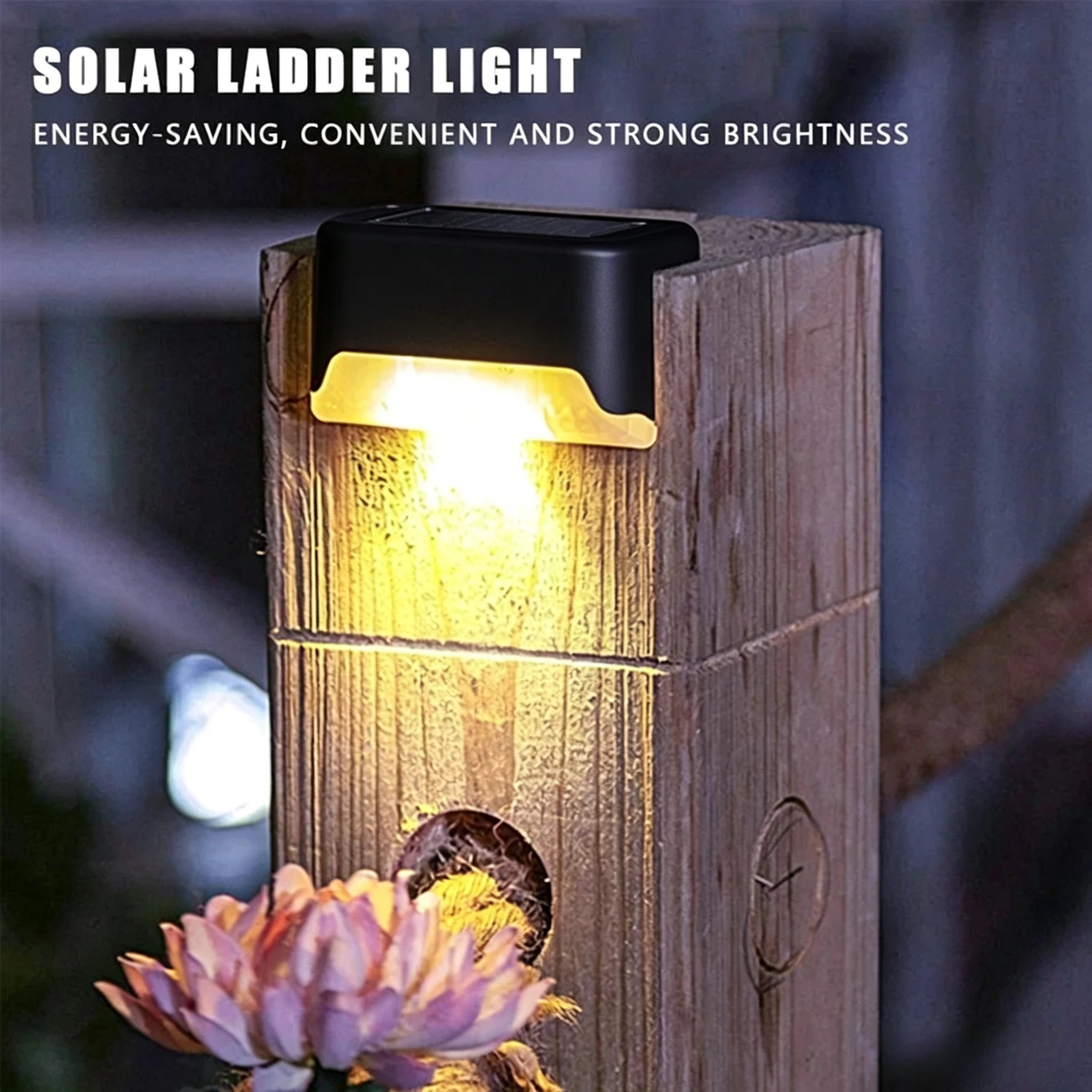 Solar step light outdoor deck and stair lighting, warm white LED, 6