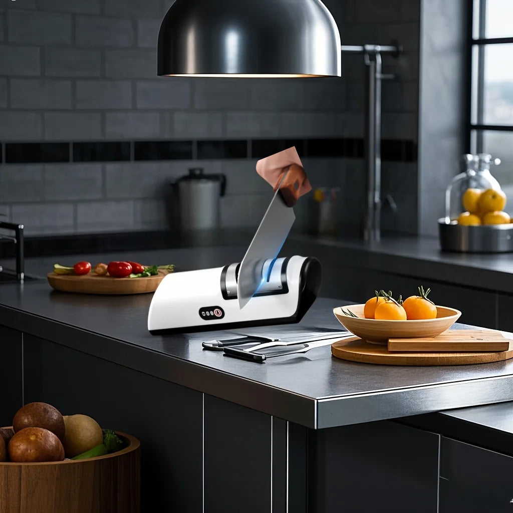Electric knife sharpener length diagram showing approximately 20.5 centimeters