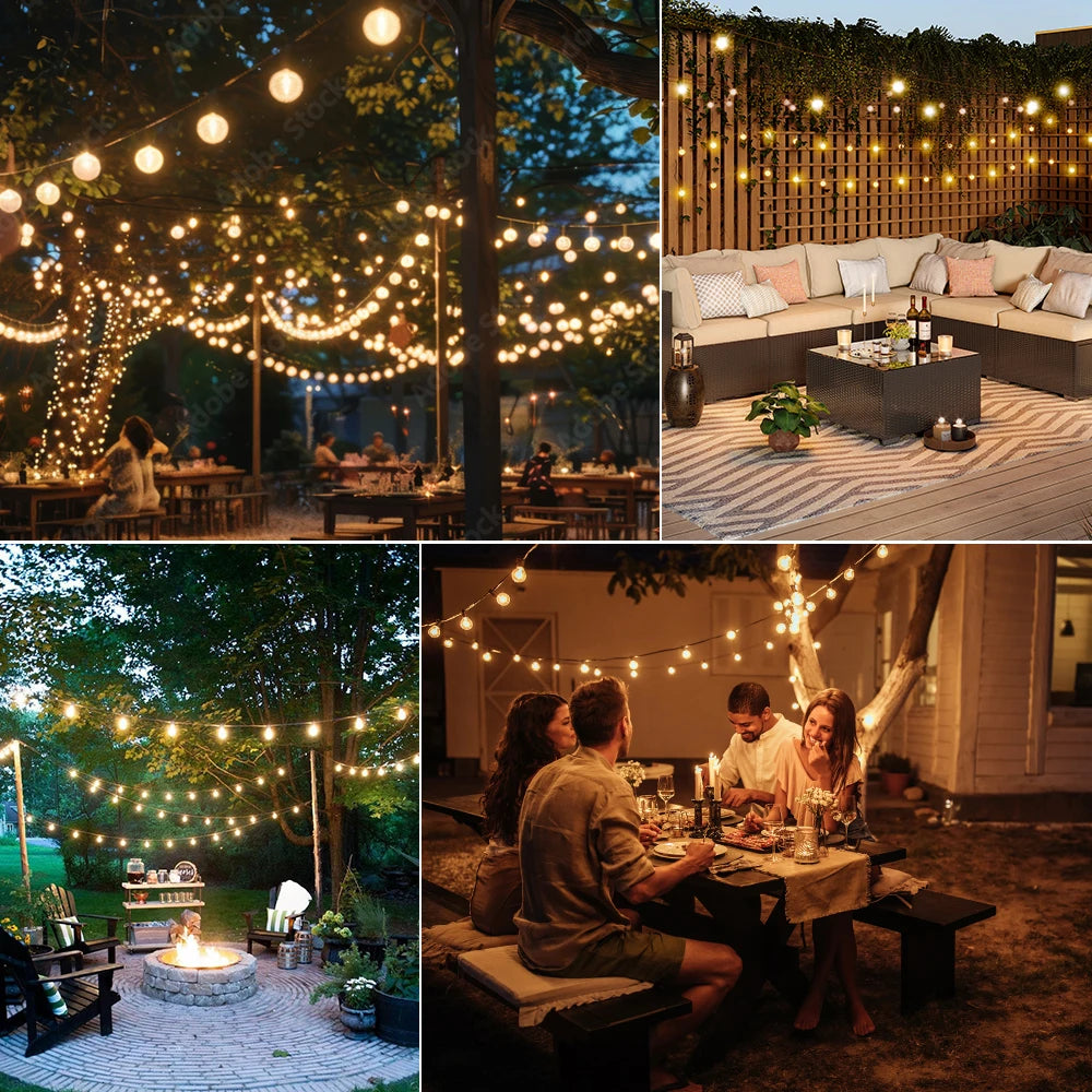 Solar G40 Outdoor String Lights with Remote Control