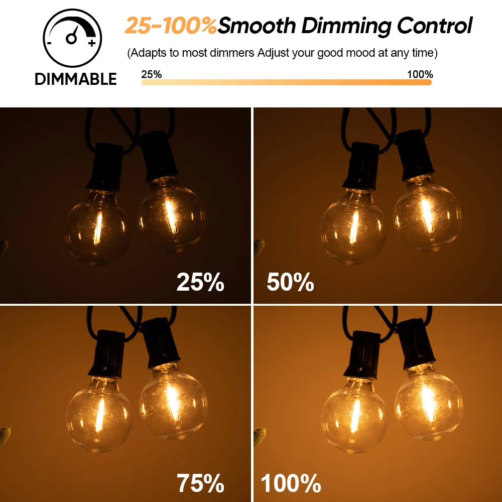 Solar G40 Outdoor String Lights with Remote Control
