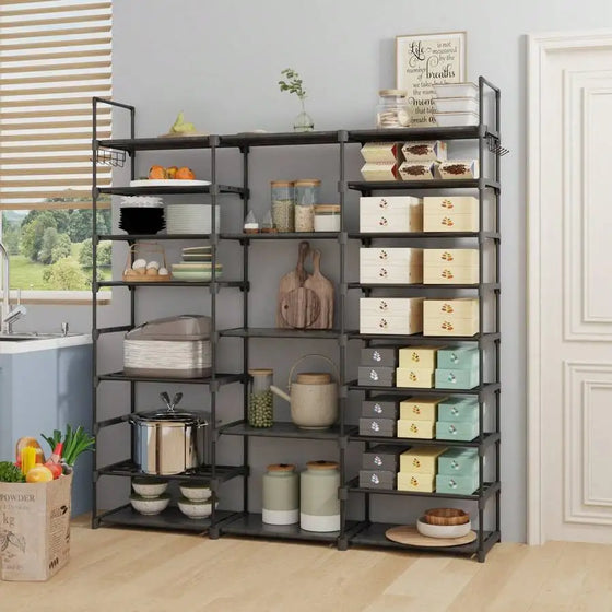 9-Tier Slim Kitchen Storage Rack with Hooks