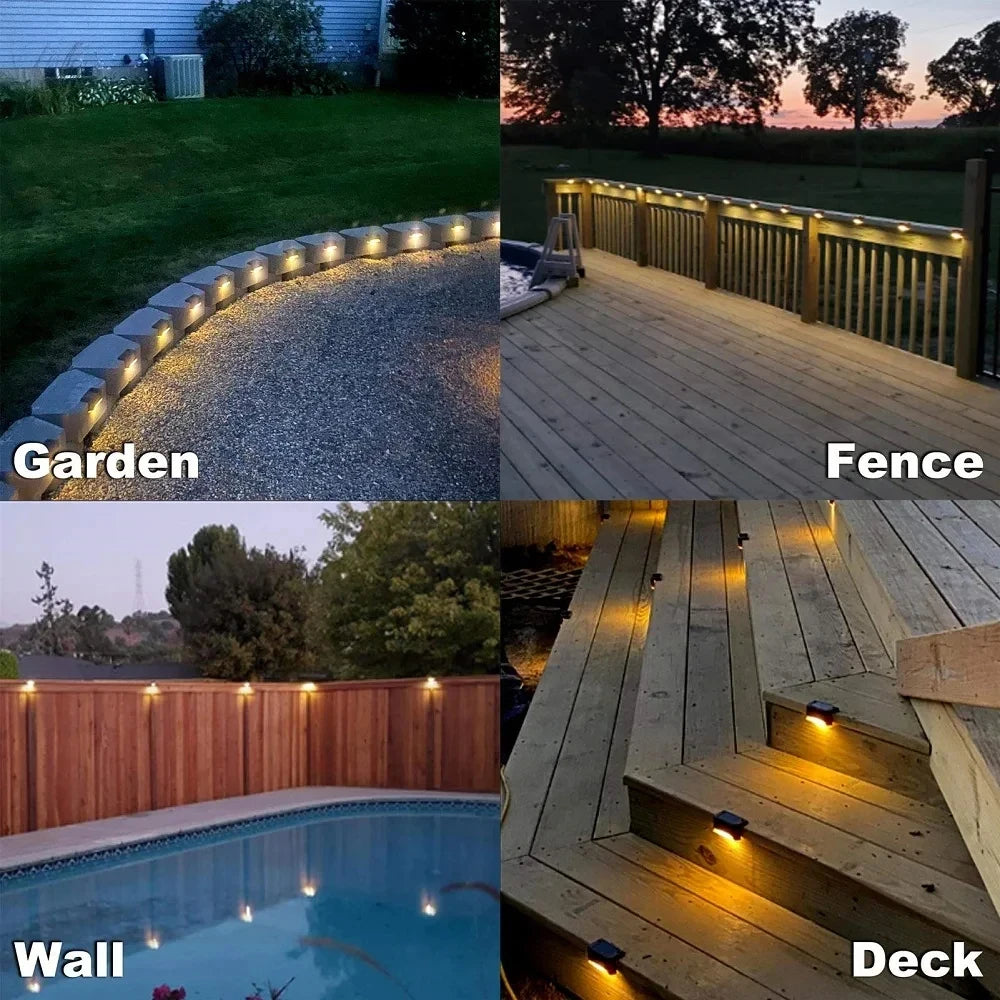 Solar step light outdoor deck and stair lighting, warm white LED, 16