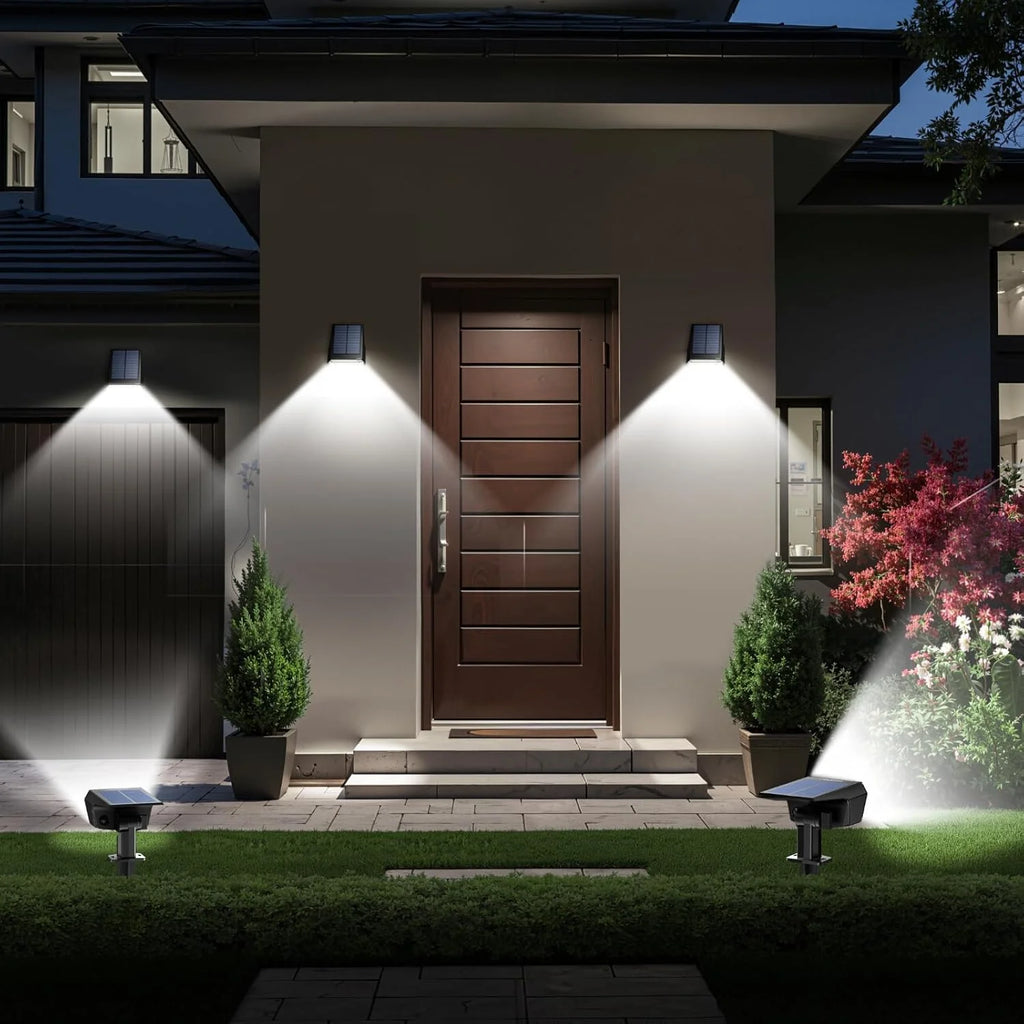 Solar garden spotlight for outdoor landscape and walkway lighting