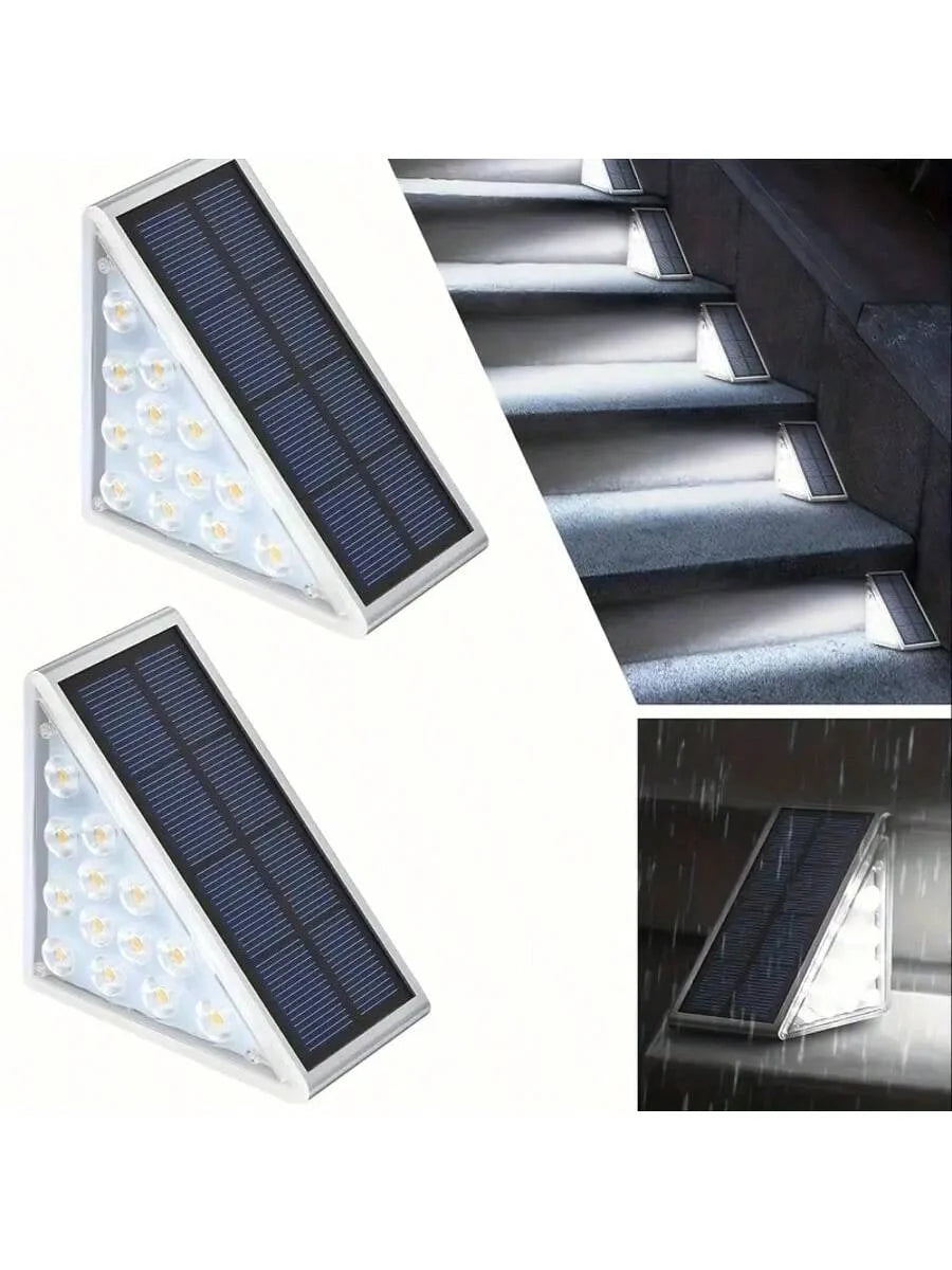 Solar triangular step lights for outdoor stairs and fences