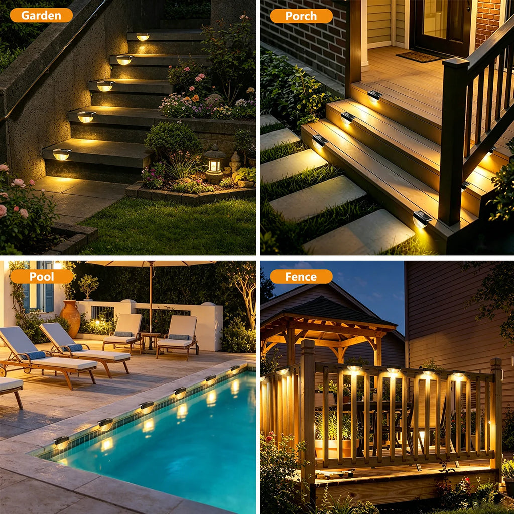 Solar Deck Lights Outdoor, 8 or 16 Pack Warm White Step Lights