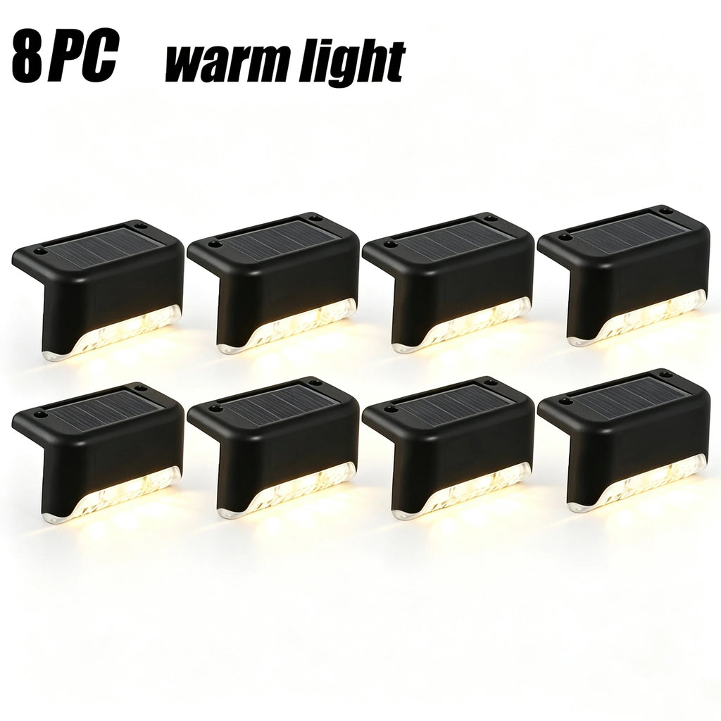 Solar step light outdoor deck and stair lighting, warm white LED, 18