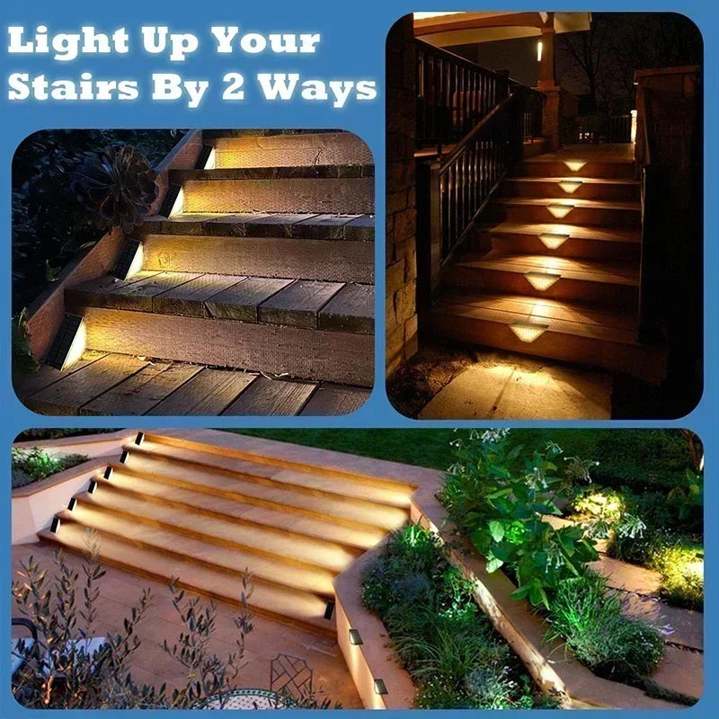 Solar outdoor step lights for stairs and walkways