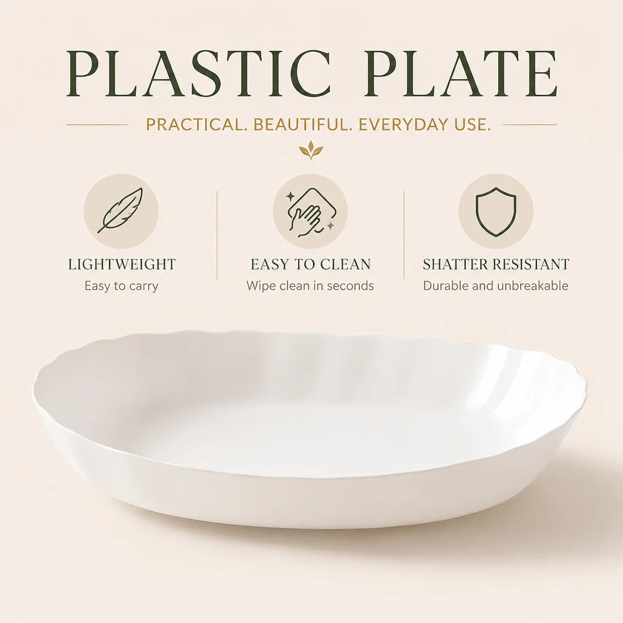 Close view of a white oval plastic tray from the tiered organizer