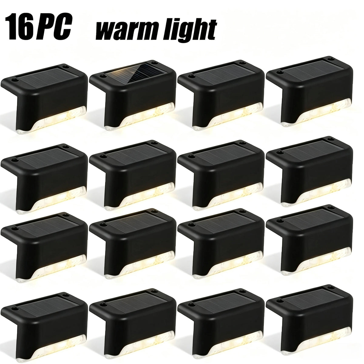 Solar step light outdoor deck and stair lighting, warm white LED, 17
