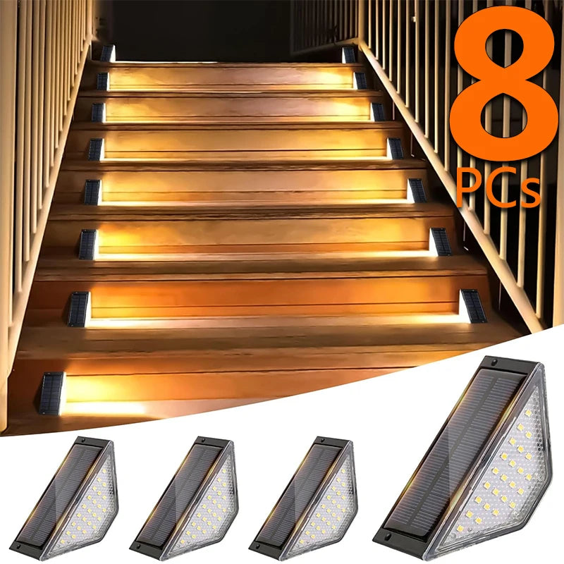 Solar outdoor step lights for stairs and walkways