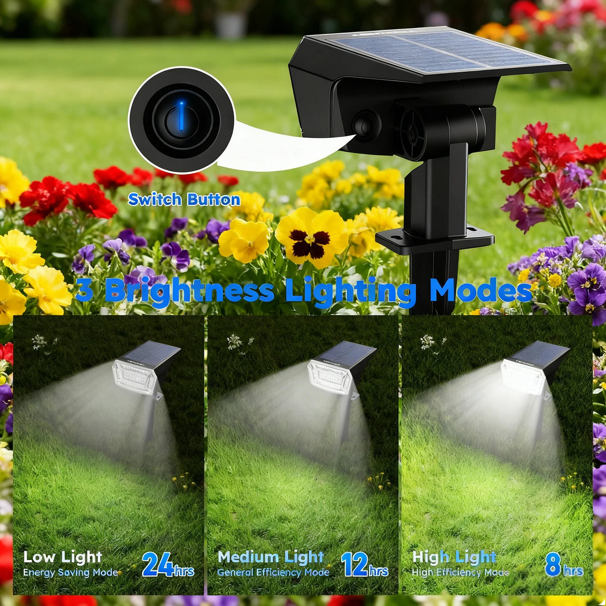 Solar garden spotlight for outdoor landscape and walkway lighting