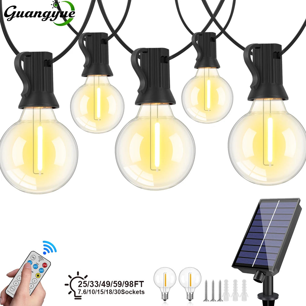 Solar G40 Outdoor String Lights with Remote Control