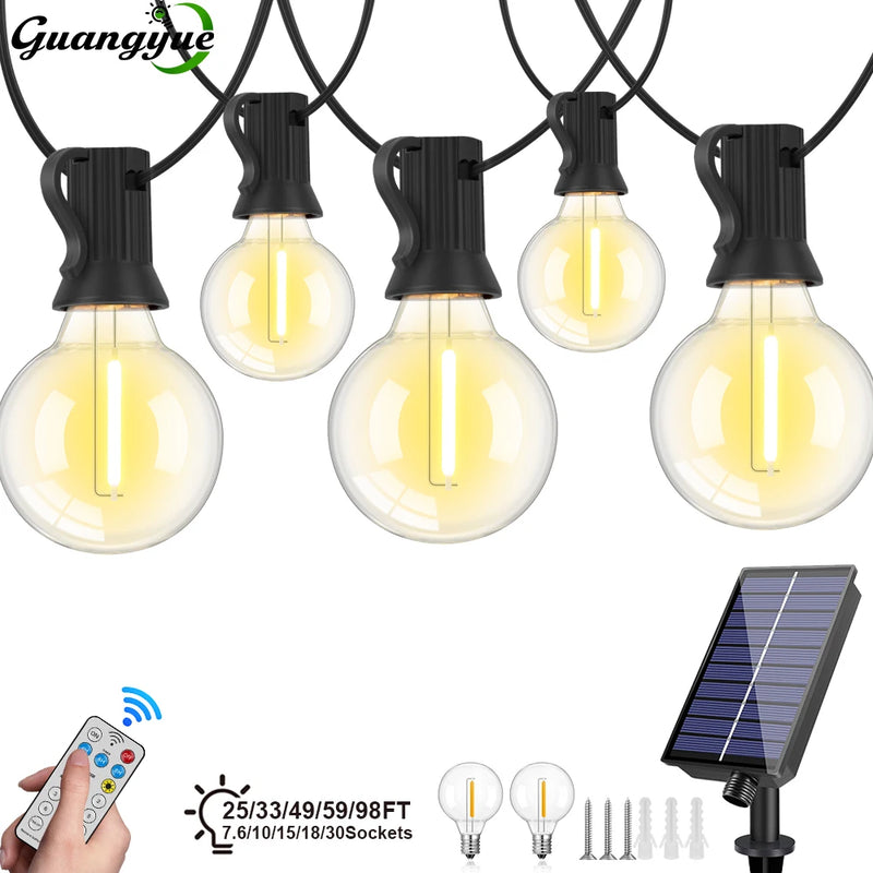 Solar G40 Outdoor String Lights with Remote Control